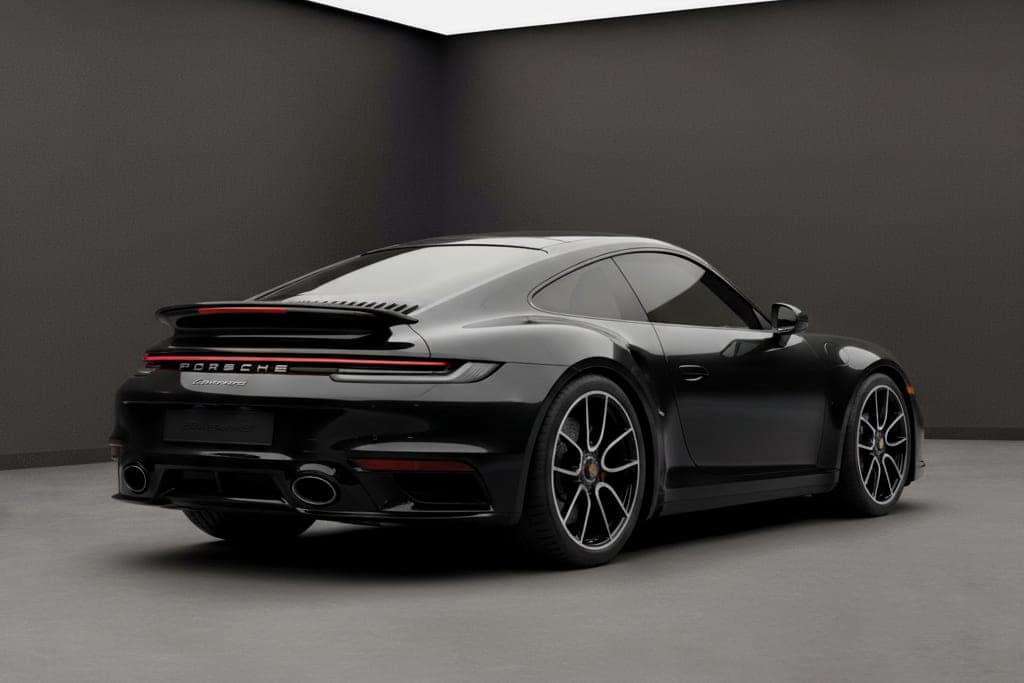 Porsche 911 Turbo S, 2022 — вид сзади три четверти